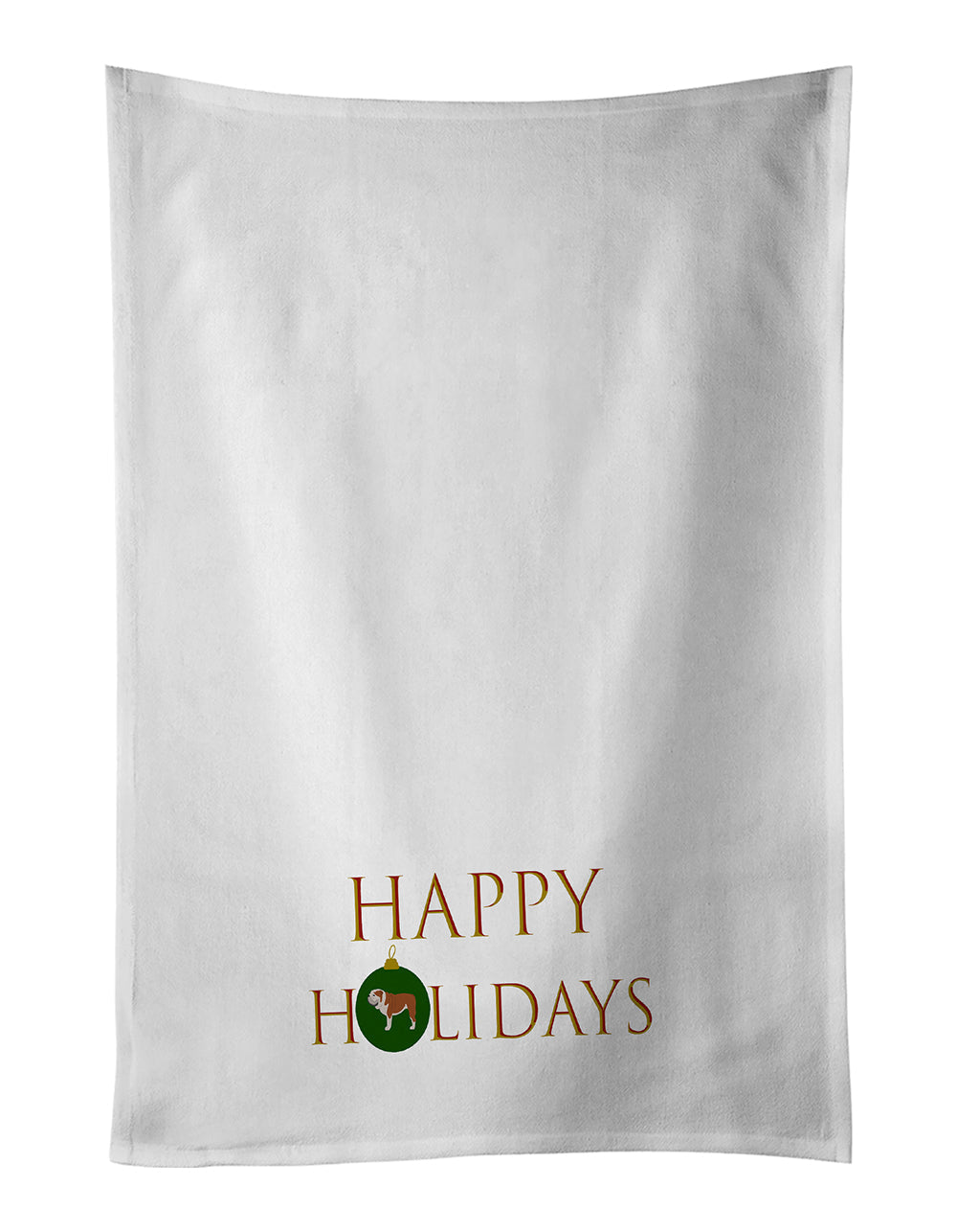 English Bulldog Happy Holidays Kitchen Towel Set of 2-0