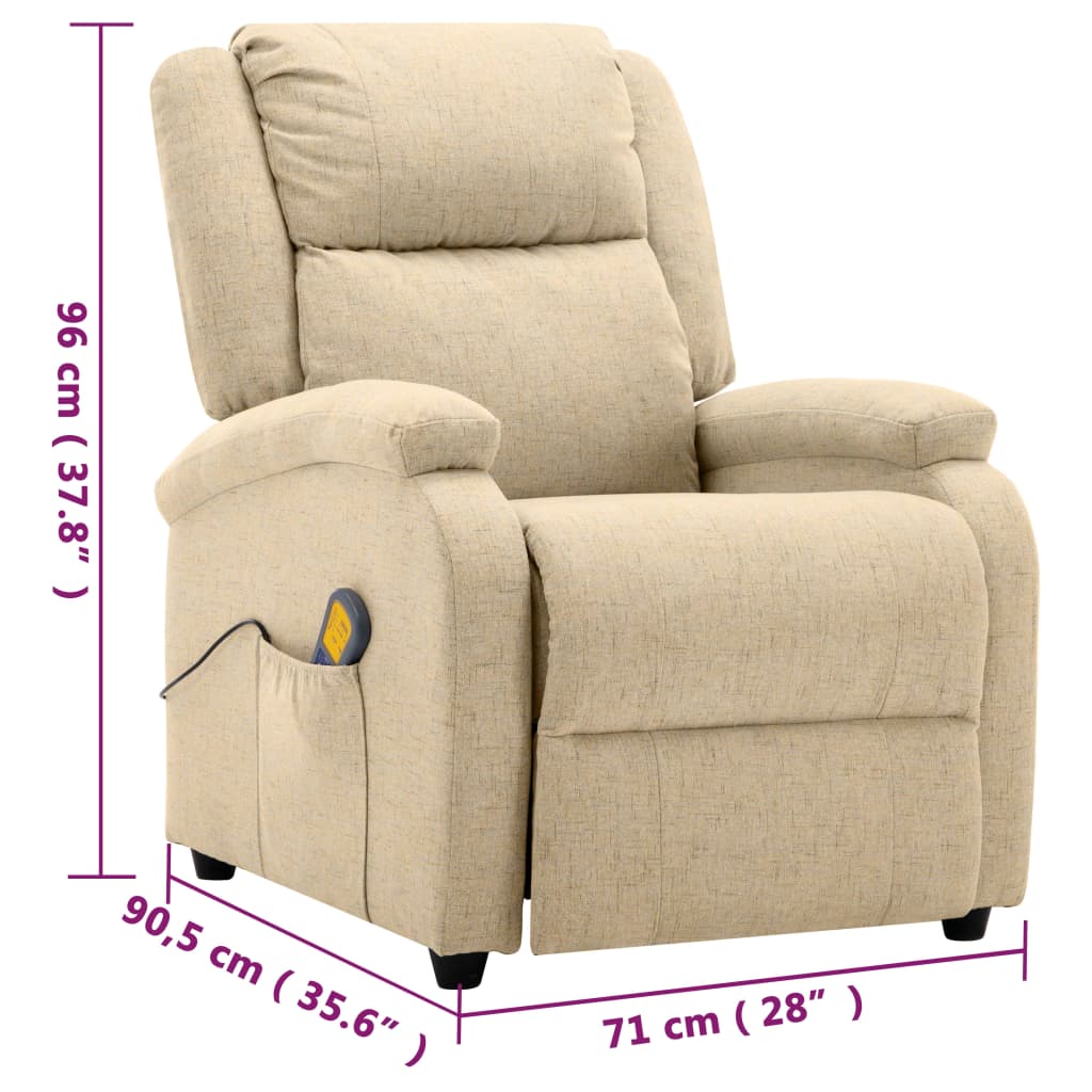 vidaXL Massage Recliner Chair Electric Push Cozy Chair for Elderly Fabric-0