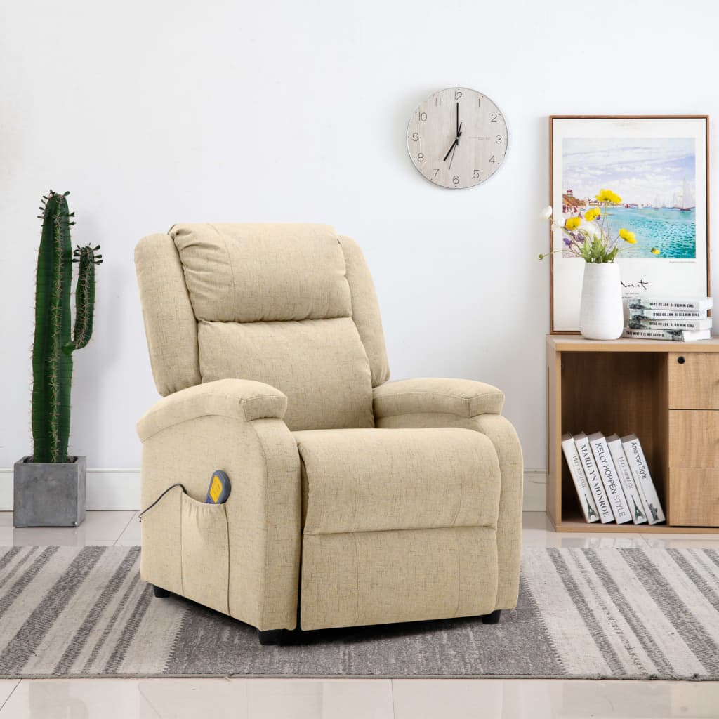 vidaXL Massage Recliner Chair Electric Push Cozy Chair for Elderly Fabric-6