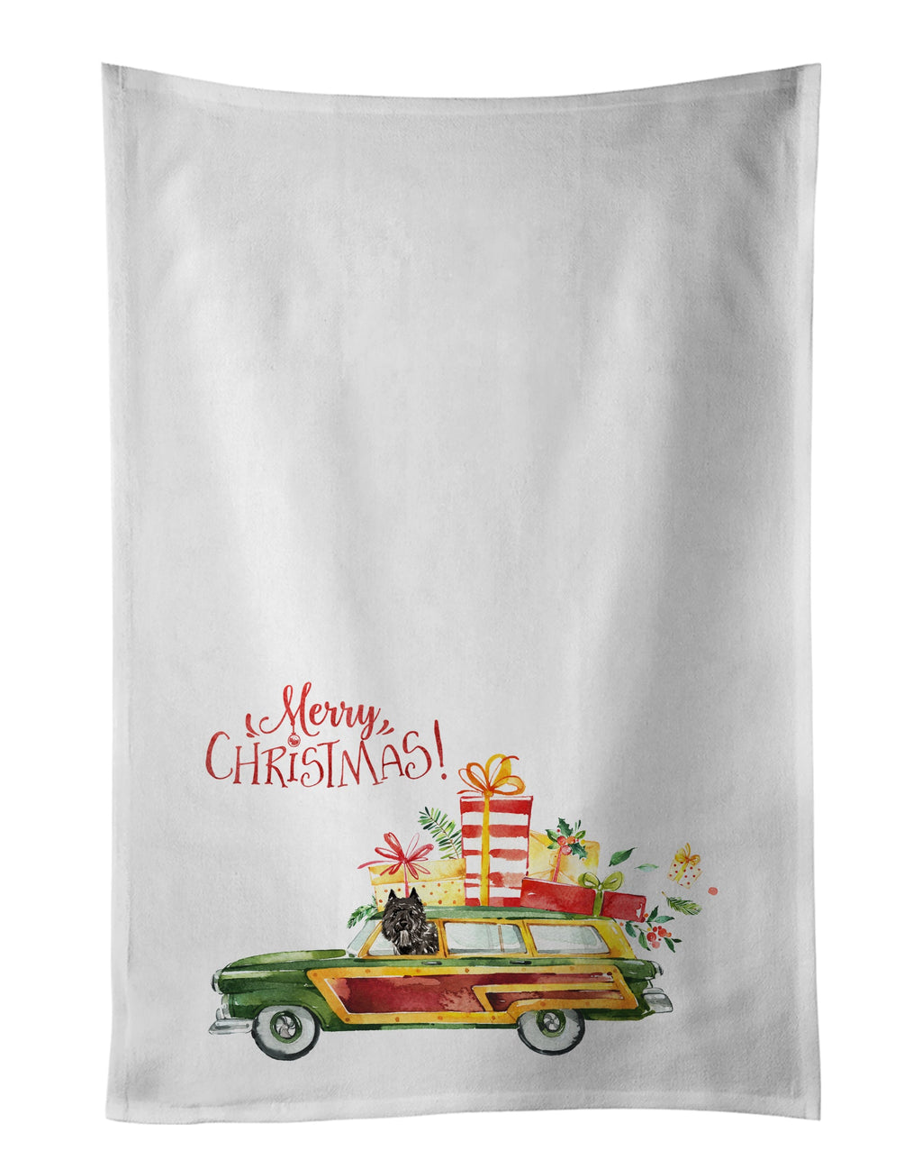 Merry Christmas Bouvier des Flandres Kitchen Towel Set of 2-0