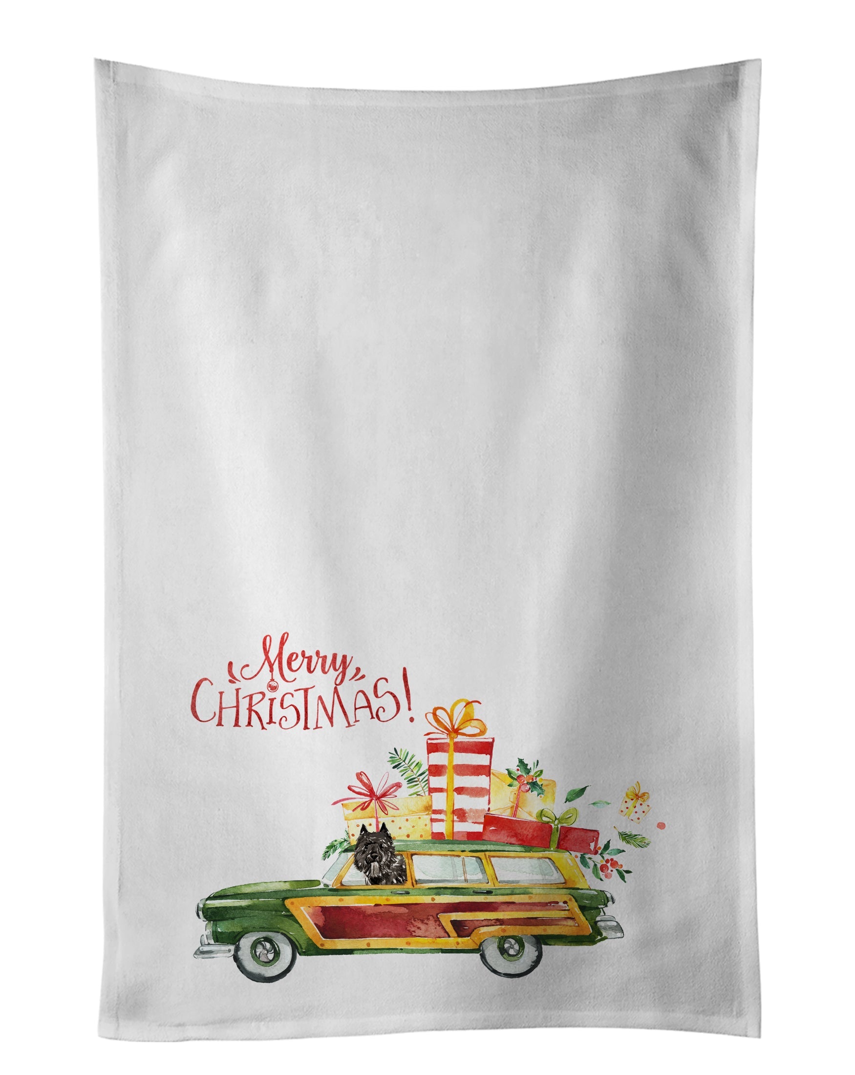 Merry Christmas Bouvier des Flandres Kitchen Towel Set of 2-0