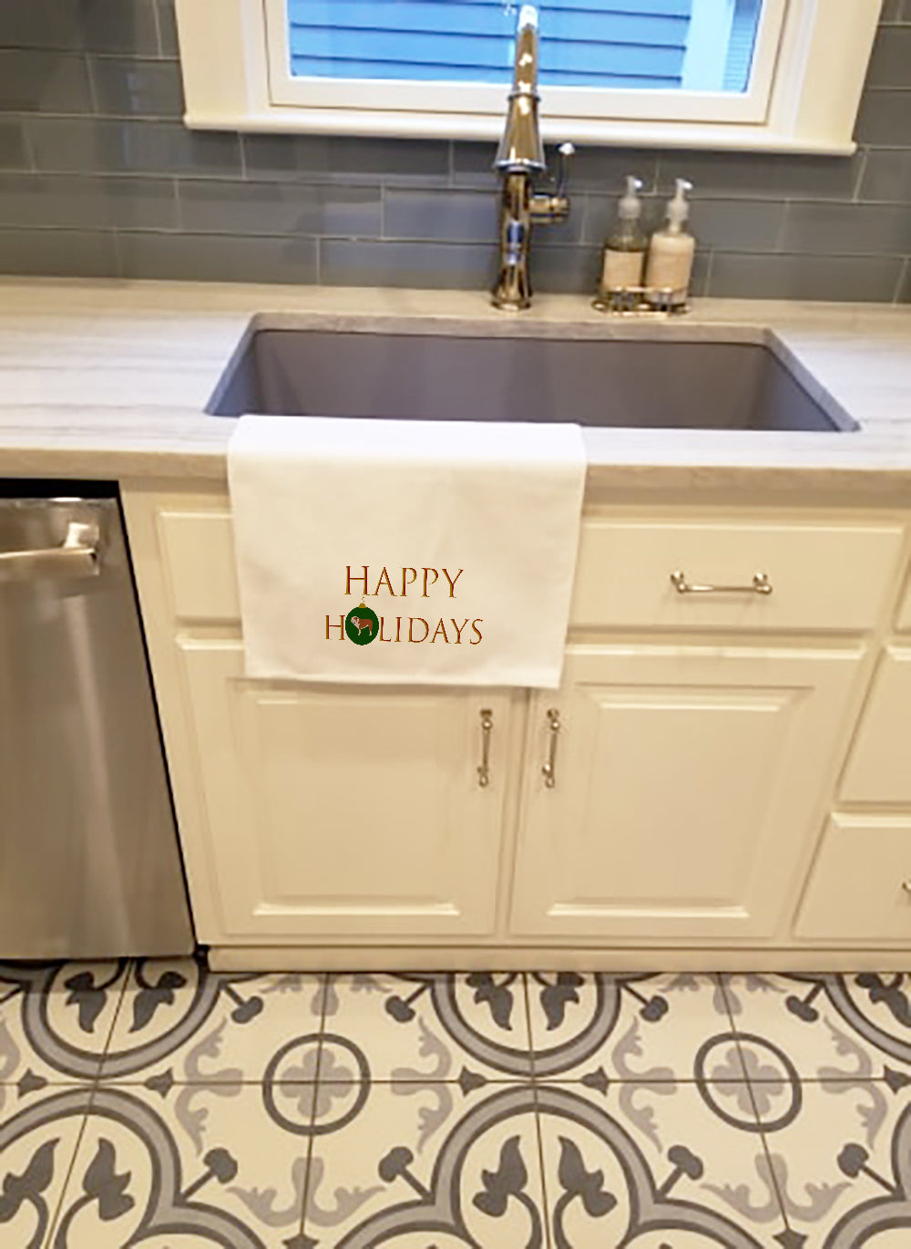 English Bulldog Happy Holidays Kitchen Towel Set of 2-1