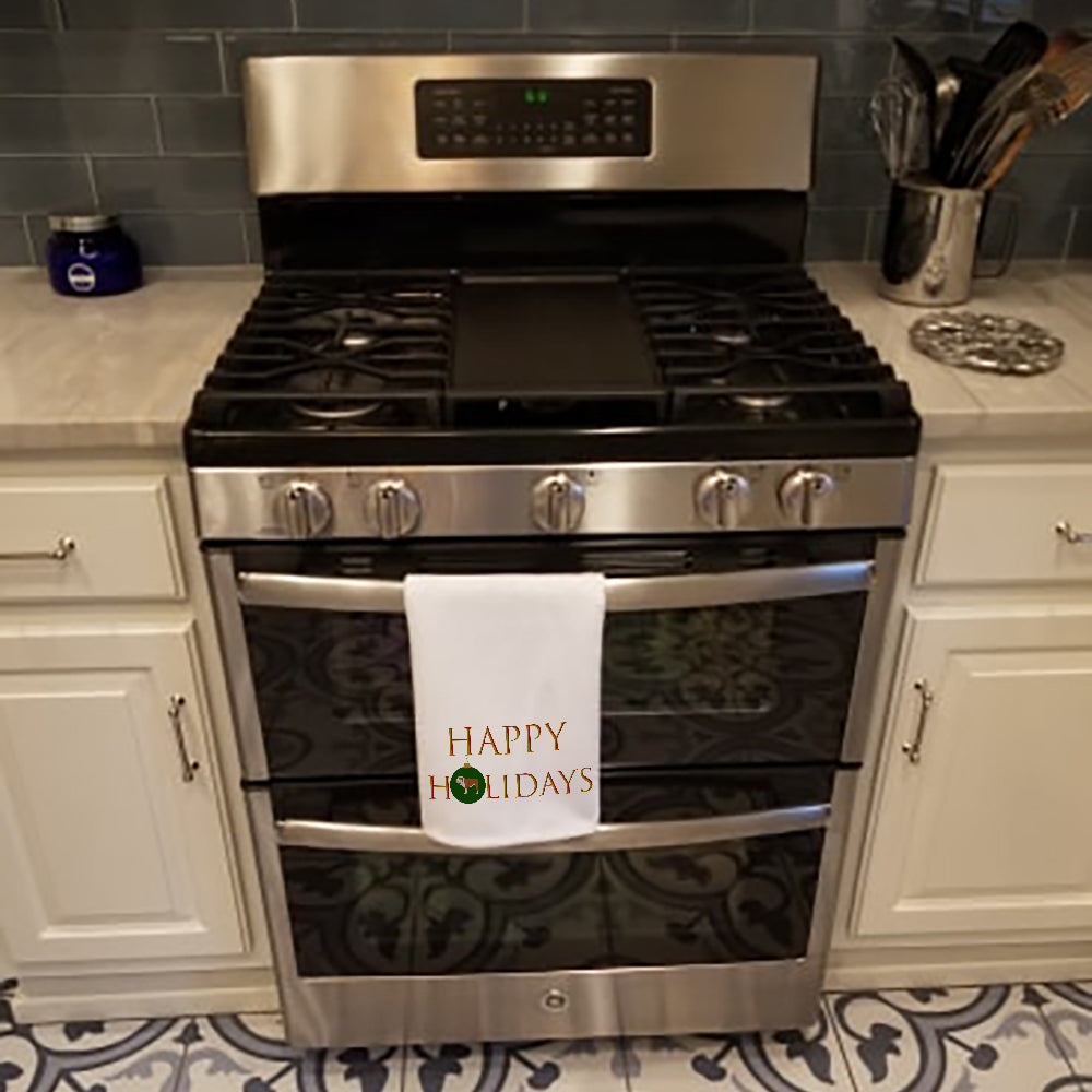 English Bulldog Happy Holidays Kitchen Towel Set of 2-2