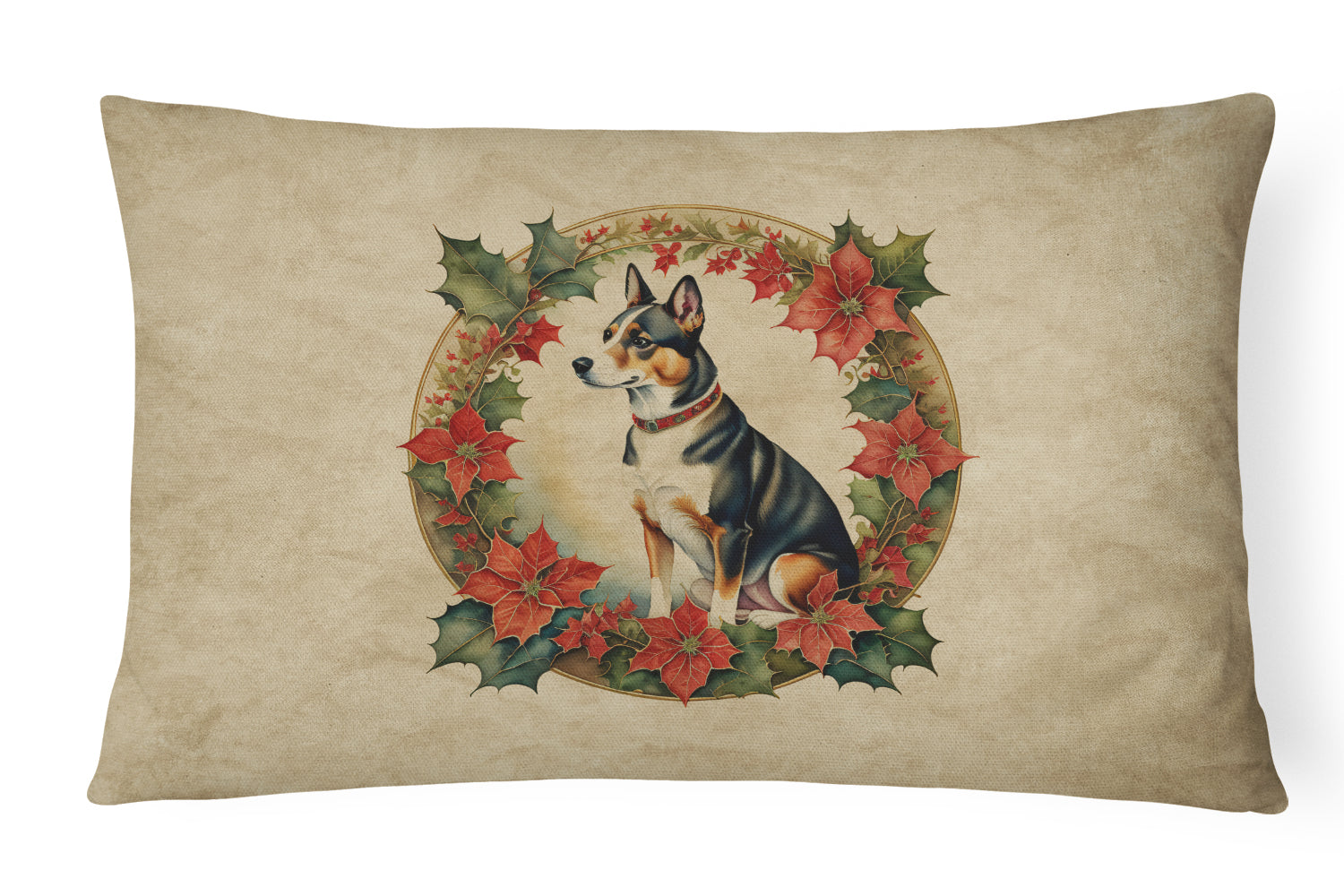 Basenji Christmas Flowers Throw Pillow-0