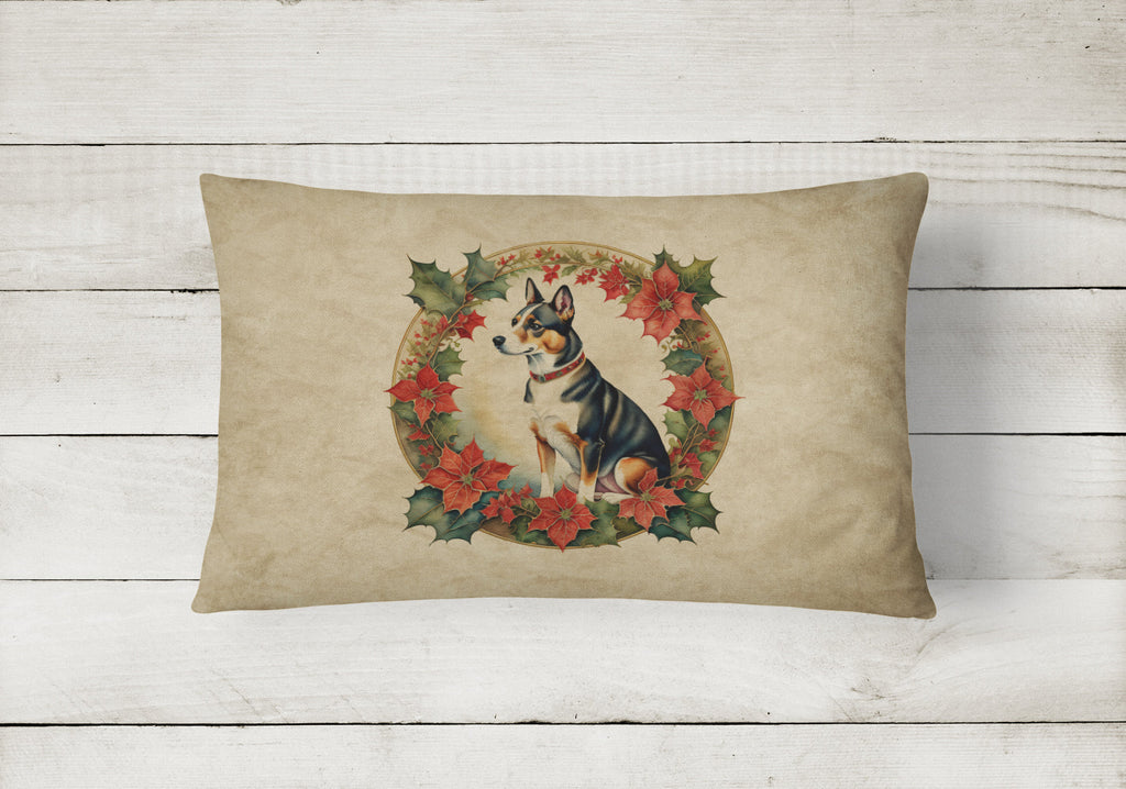 Basenji Christmas Flowers Throw Pillow-1