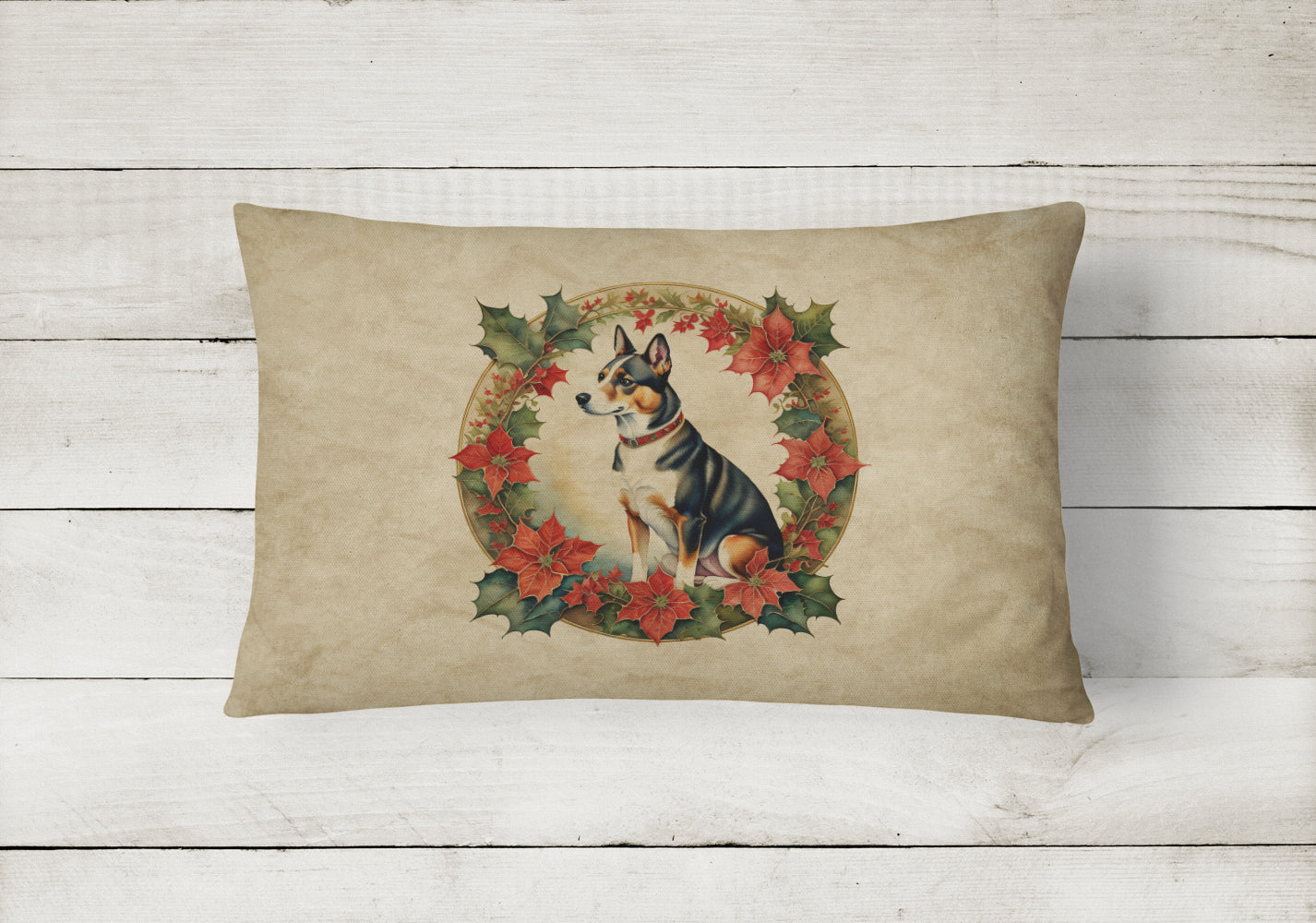 Basenji Christmas Flowers Throw Pillow-1
