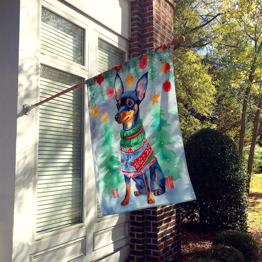 Miniature Pinscher Christmas House Flag-1