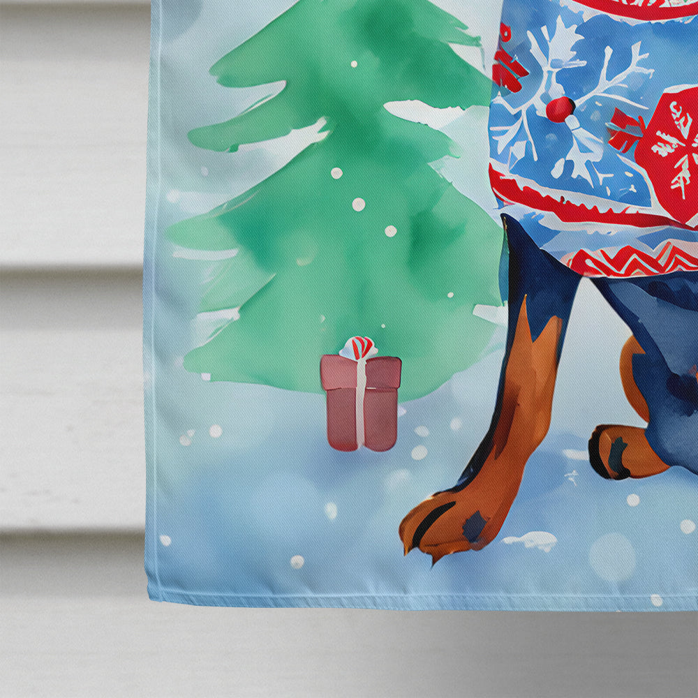 Miniature Pinscher Christmas House Flag-3