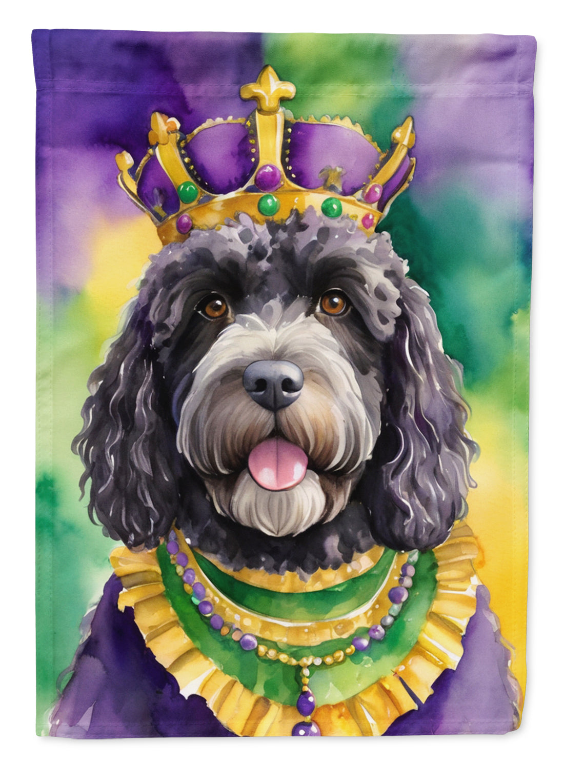 Portuguese Water Dog King of Mardi Gras House Flag-0