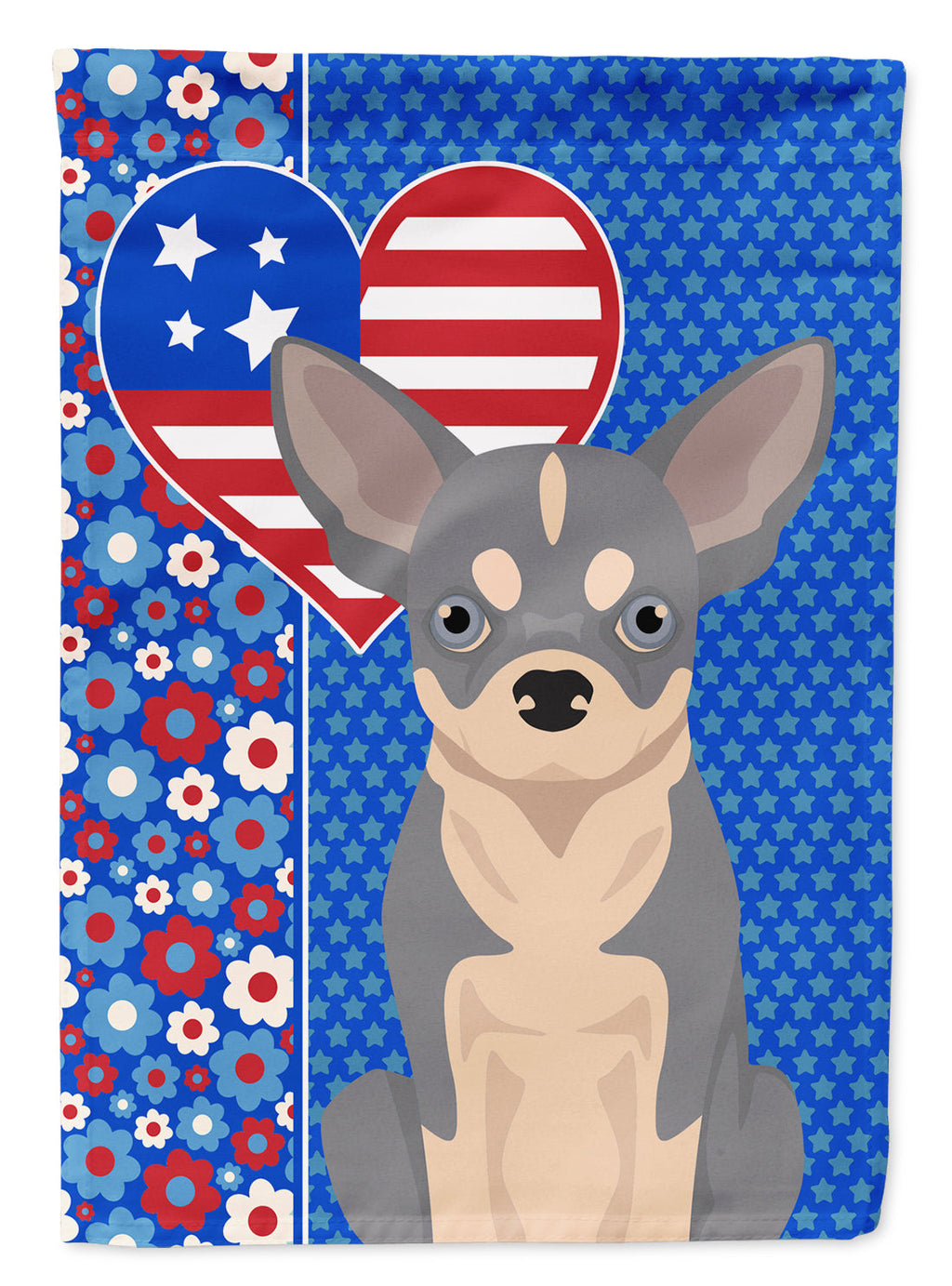 Blue and White Chihuahua USA American Garden Flag-0