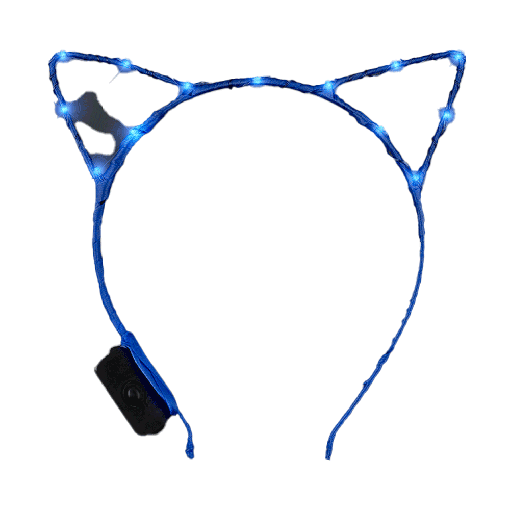 Blue LED Kitty Cat Ear Headband-1