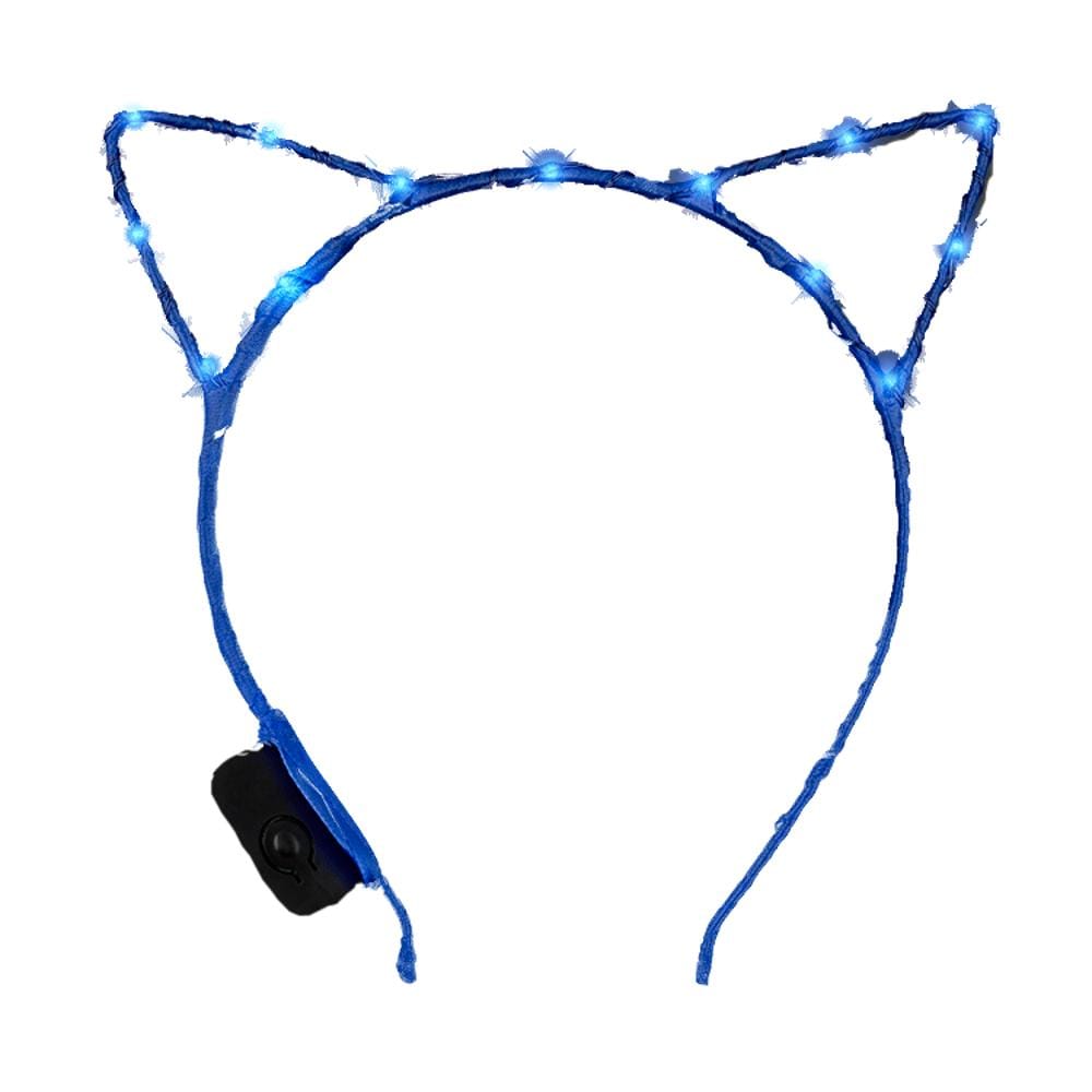 Blue LED Kitty Cat Ear Headband-2