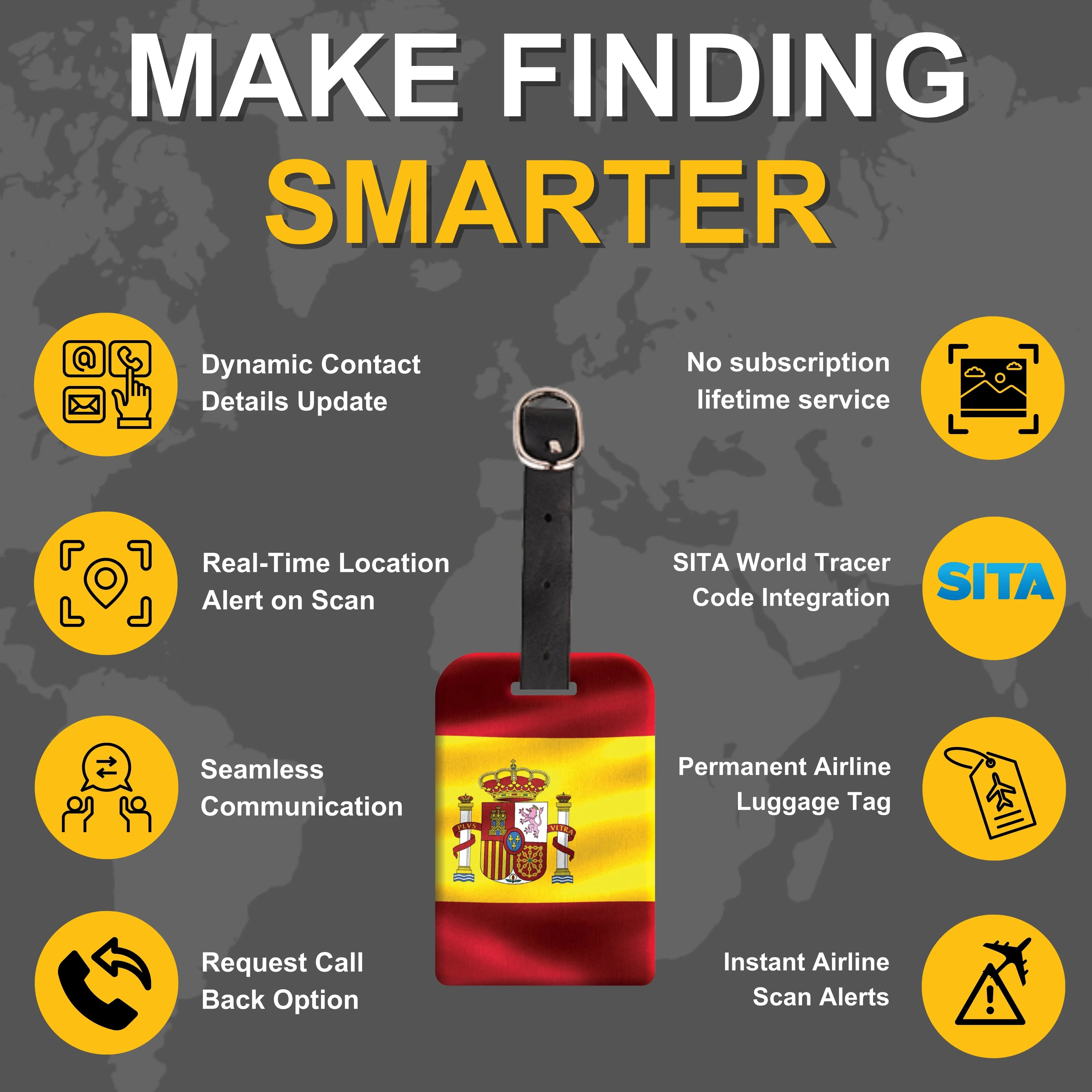 Smart Bag Security Tag - Spain Flag [Pack 2]