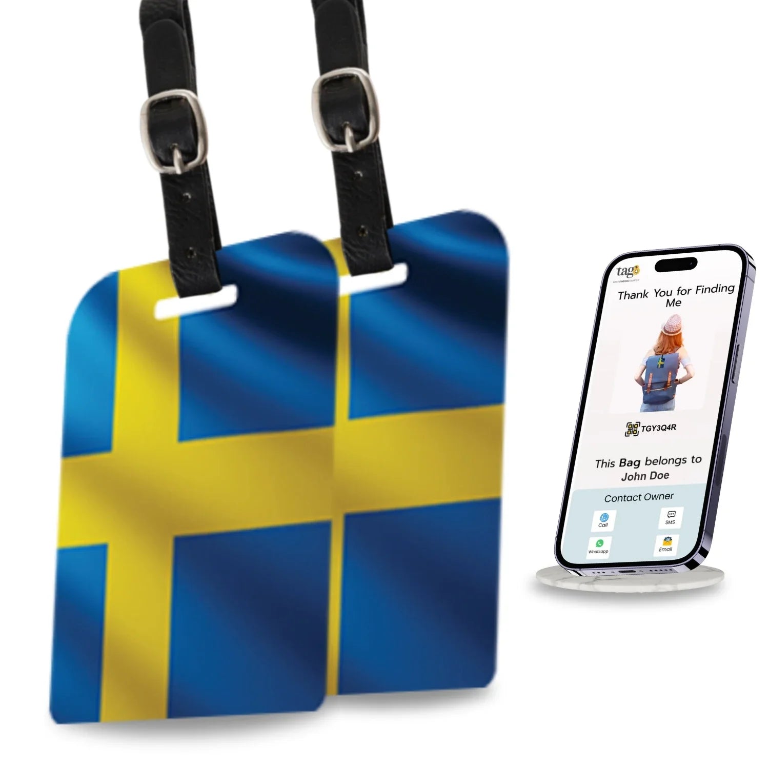 Smart Bag Security Tag - Sweden Flag [Pack 2]